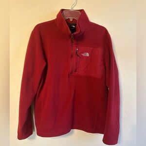 The North Face Classic Cozy Red Fleece 1/2 Zip Pullover Sz L